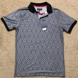 NWT Silver Stone Men's Blue and White Patterned Polo Shirt Size Medium
